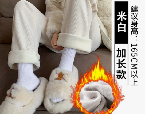 棕色雪尼尔阔腿裤女高腰垂感秋冬宽松直筒休闲...