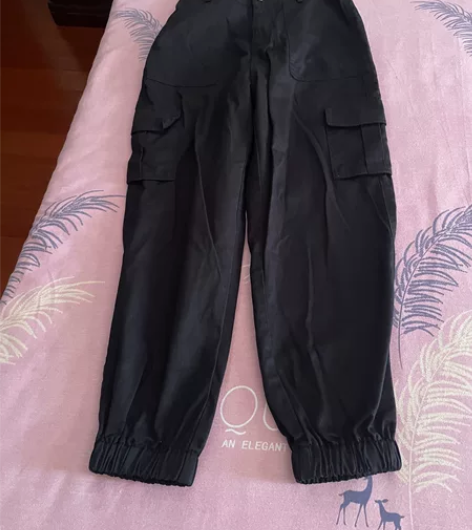 束脚工装裤女秋冬加厚加绒裤子2022新款运...