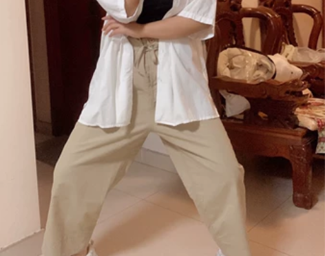 休闲工装裤  高腰系带设计 无弹力  纯棉...