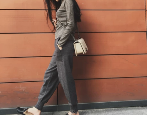 小宇冬季哈伦裤女高腰复古宽松针织毛线裤子女...