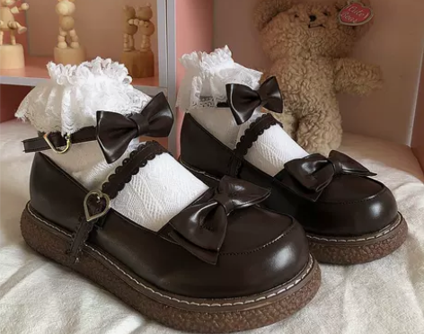lo鞋可爱日系蝴蝶结娃娃鞋厚底软妹jk鞋萝...