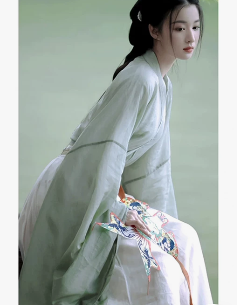 原创绿色汉服女魏晋制广袖古装超仙气飘逸古风...