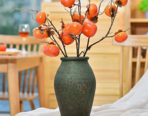 带霜仿真柿子树枝干花摆件浆果插花摆件 随手...