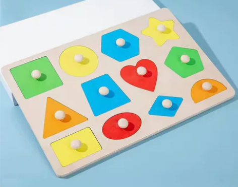 蒙氏教具几何形状配对嵌板早教益智玩具 感兴...