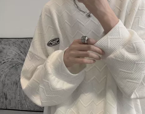 华夫格卫衣男士2022新款春秋季港风情侣圆...