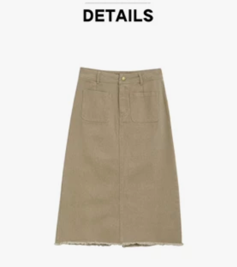 韩都衣舍 春季韩版女款文艺风A字裙气质开衩...