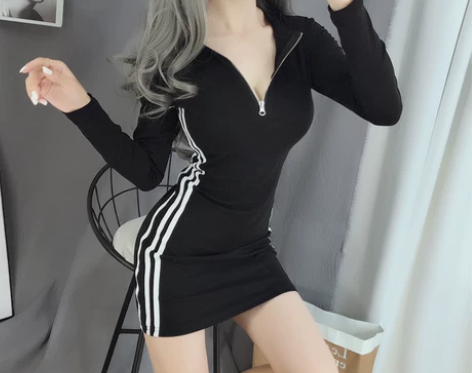 修身紧身性感chic港风复古连衣裙显瘦夜店...