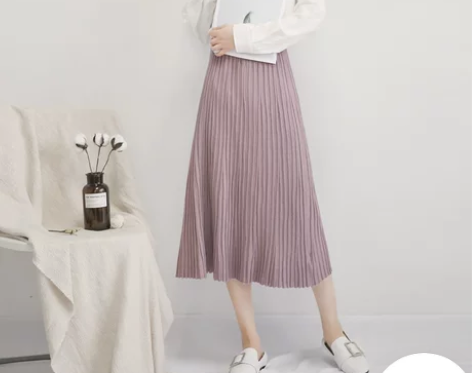 韩都衣舍针织裙a字修身中裙伞裙如图色，s码...