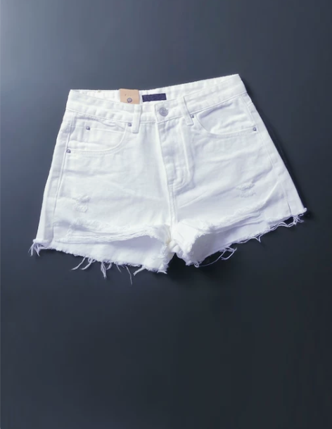 牛仔短裤 牛仔短裤阔腿裤白色高腰2021年...