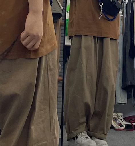 裤子长裤日系工装裤男款加绒秋冬季高街美式复...