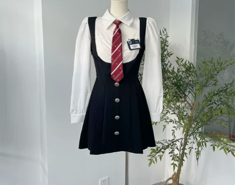 画解 校园小说女主 假两件连衣裙女秋学院风...