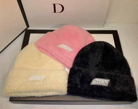 保暖帽韩国秋冬款字母水貂绒针织帽女日系百搭...