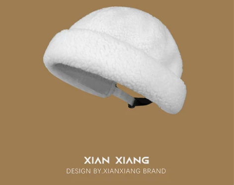 秋冬羊羔毛地主帽毛绒贝雷帽复古日系雅痞瓜皮...