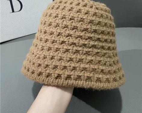 棒针渔夫帽女韩版潮秋纯色百搭甜美毛线针织保...