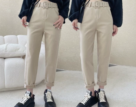 冬季新款加绒黑色牛仔裤女宽松高腰显瘦秋冬外...