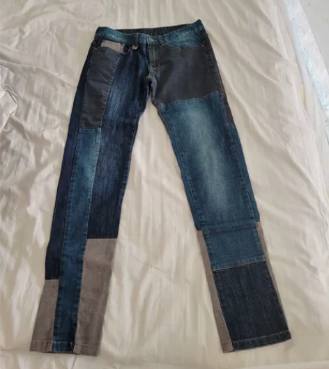 拼接中腰牛仔裤 腰围36 裤长97 印象中...