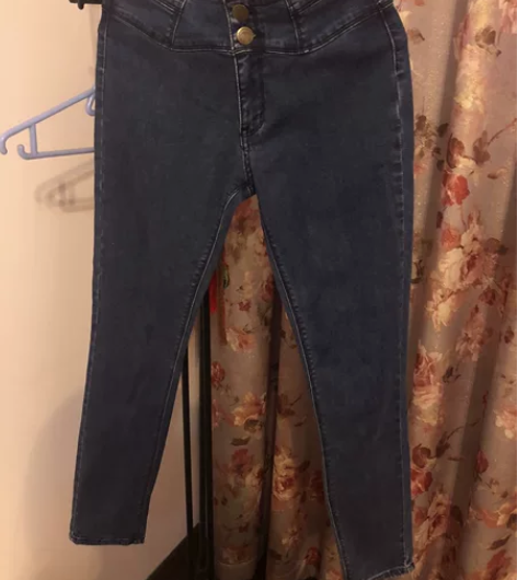 乐町复古中腰牛仔裤铅笔裤小脚裤长裤女 L码...