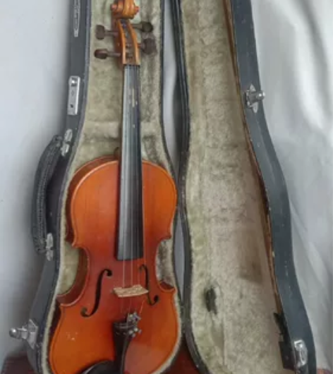 70年代上海百灵牌小提琴，岁月久，虎纹枫木...