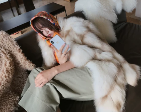 付智恩网红芬兰进口皮草外套女2019新款冬...