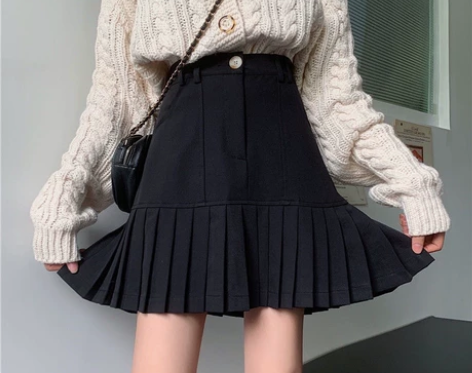 大码女韩版高腰百褶裙纯色短裙半身裙夏胖MM...