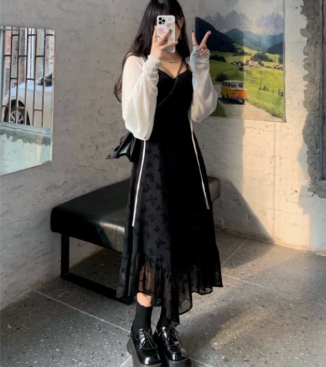 全新拆标 黑泽玄七连衣裙夏季胖mm显瘦荷叶...