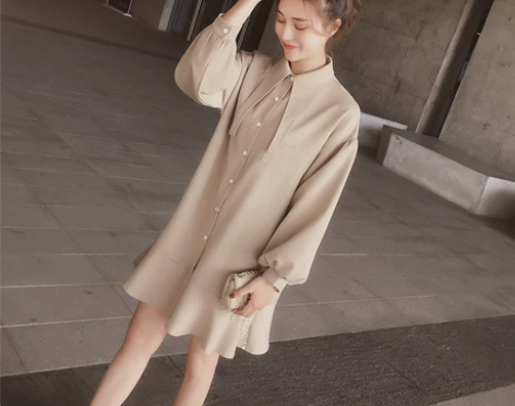 衬衫连衣裙2018新款女装春装韩版流行复古...