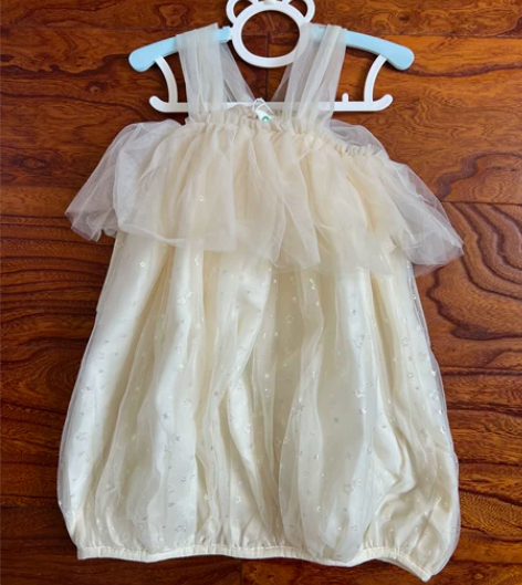 女童夏季网纱蝴蝶结花苞裙连衣裙 110码，...