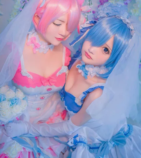 初兽猫蕾姆花嫁 蕾姆cos 蕾姆S码+假发...