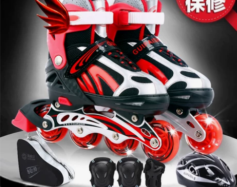 溜冰鞋儿童全套装直排轮滑旱冰男童女童初学者...