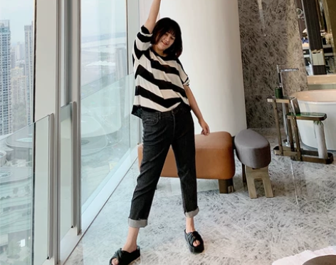 马西西微胖定制 胖mm破洞牛仔裤女夏季薄款...