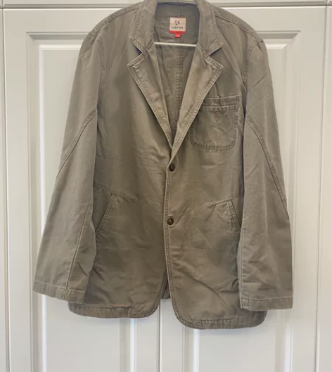 男士休闲西服，深卡其色，基本全新，无破损瑕...