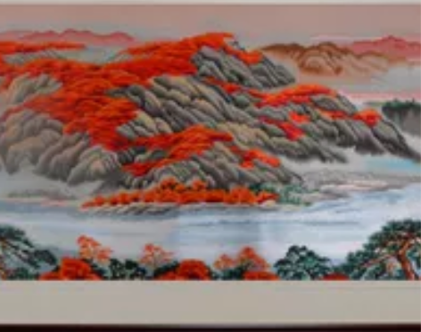 刺绣画 苏绣刺绣成品书房山水客厅挂画丝线沙...