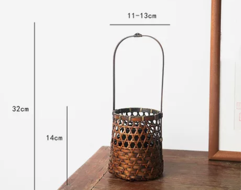 插花花篮手工竹编竹篮花器花篮子日式花瓶插花...
