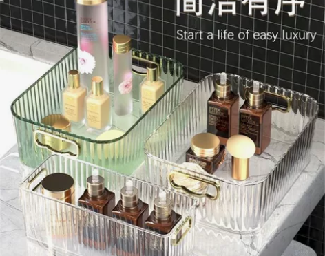 面膜收纳盒轻奢桌面收纳梳妆台口红护肤品透明...