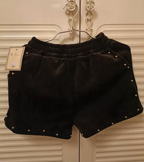全新金丝绒短裤秋冬款女外穿2022新款阔腿...