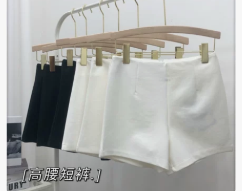 白色短裤女夏季薄款a字高腰显瘦西装阔腿裤子...
