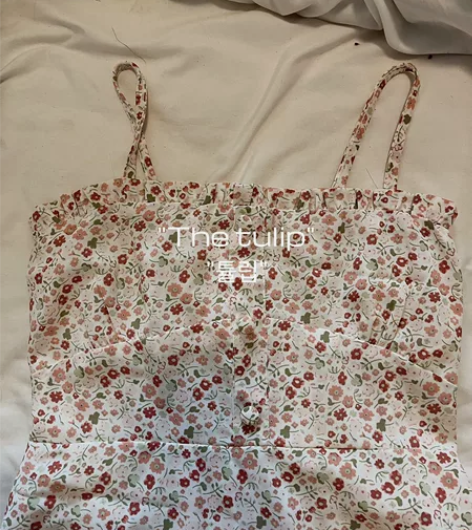 吊带碎花裙两件砖红色系紫色小碎花 两件都是...