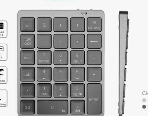 五金数字小键盘带2个USB2.0扩展口蓝牙...