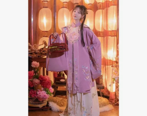 五五年原创汉服女【御寒】明制立领长衫一片式...