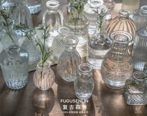 FUGUSENLIN法式浮雕小口径迷你花瓶...