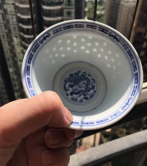 景德镇十大瓷厂老厂货功夫茶具经典青花玲珑盖...