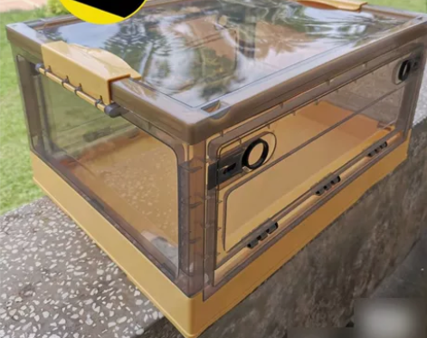 亏本甩折叠收纳箱家用户外露营透明茶色大号塑...