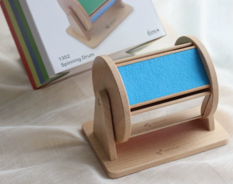 蒙氏榉木实木彩虹纺织鼓幼儿童宝宝蒙特梭利早...