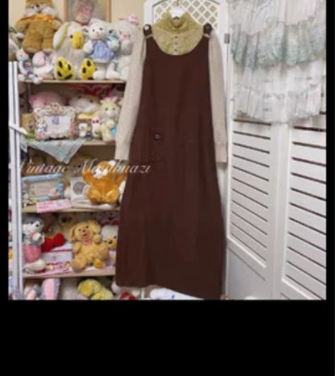 vintage古着灯芯绒背带裙 质感超好 ...