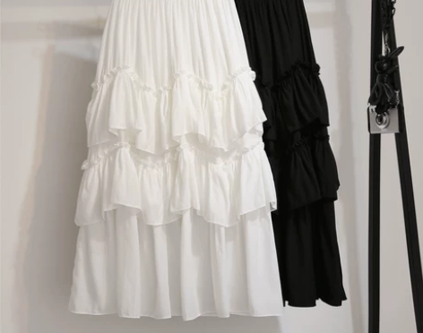 三层蛋糕裙半身裙女2020春夏中长款高腰仙...