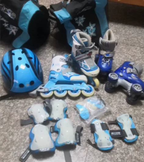 米高轮滑鞋套装，小的（伴威）双排四轮内长1...