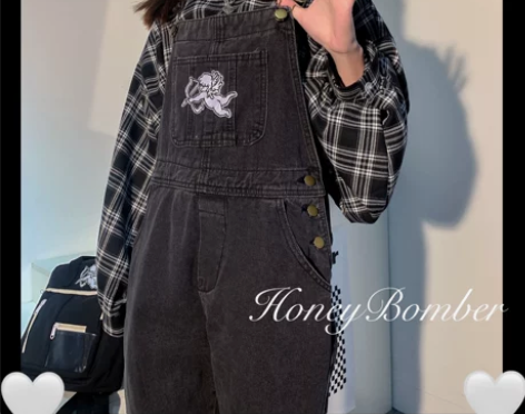 甜心轰炸机甜酷天使背带裤韩版新款网红宽松潮...