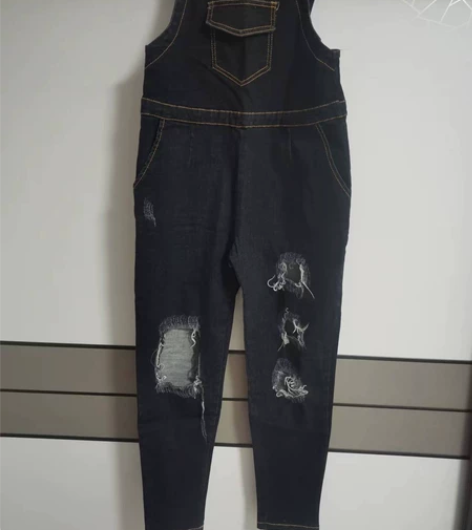 破洞背带牛仔裤 适合155cm的女生穿