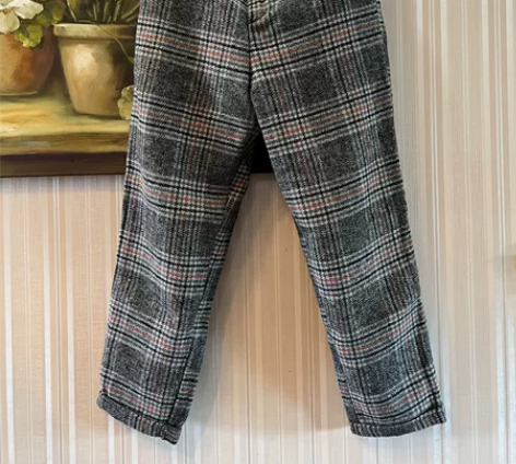 毛呢格子休闲裤，长86厘米，大腿围57厘米...