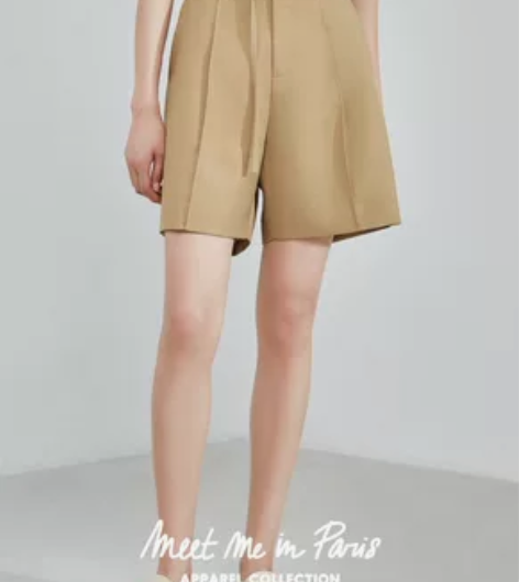 ELLE卡其色西装休闲裤女2022夏季新款...